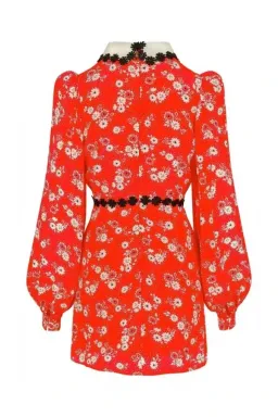 Queens of Archive Mary Daisy Print Mini Dress Red Size UK 10 for rent on The Volte - image 3