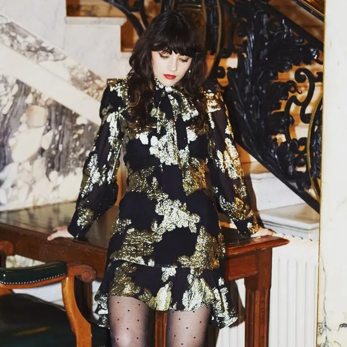 Queens of Archive Grace Mini Dress Black Multi Size UK 10 for rent on The Volte - main image