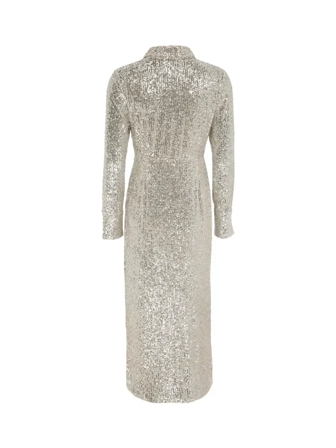 Mint Velvet Silver Sequin Midi Dress Size UK 10 for rent on The Volte - main image