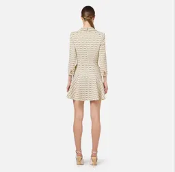 Elisabetta Franchi Cream Mini Coat Dress Trimmed With Gold Chain and Leather Size UK 10 for rent on The Volte - image 3