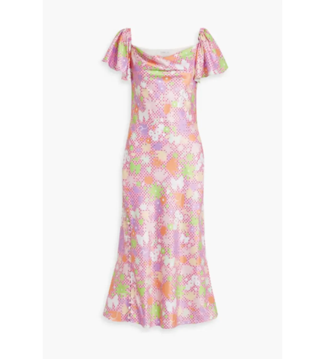 Olivia Rubin Amelia Midi Dress Floral Pink UK Size 8 for rent on The Volte - main image