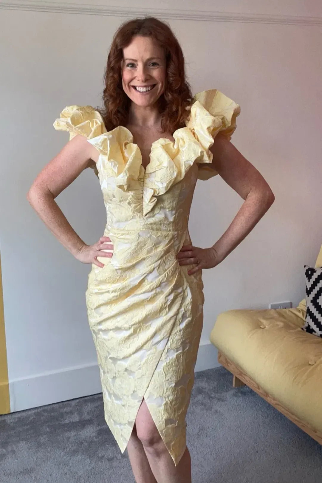 Lavish Alice Katie Rose Midi Dress Yellow Size UK 10 for rent on The Volte - main image