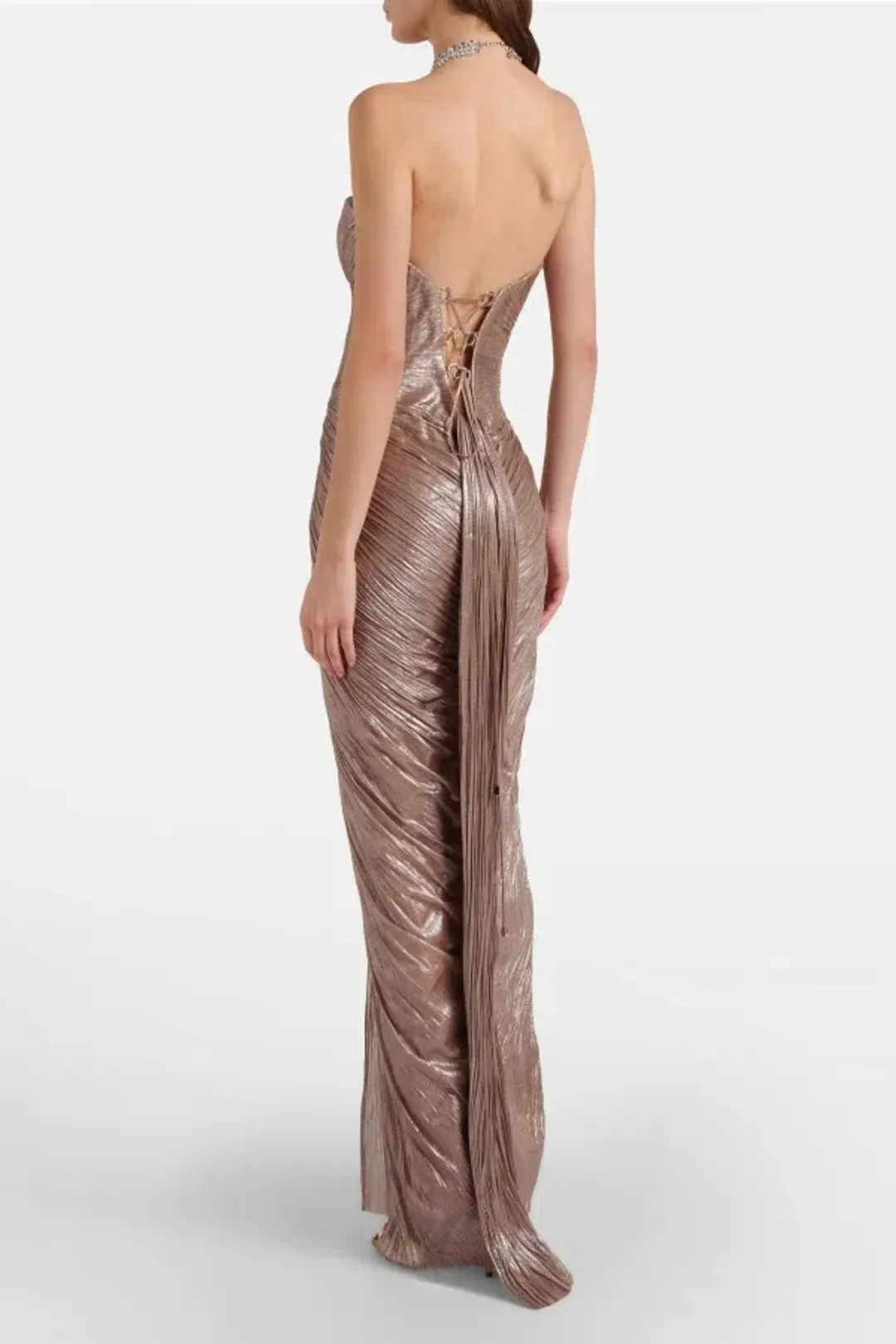Maria Lucia Hohan Alessandra draped lamé gown for rent on The Volte - main image