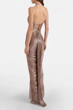 Maria Lucia Hohan Alessandra draped lamé gown for rent on The Volte - image 3