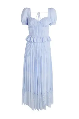 Self Portrait Blue Chiffon Midi Dress Size 12 for rent on The Volte - image 2