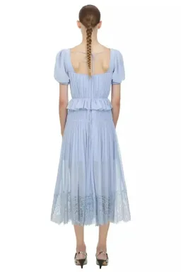 Self Portrait Blue Chiffon Midi Dress Size 12 for rent on The Volte - image 3