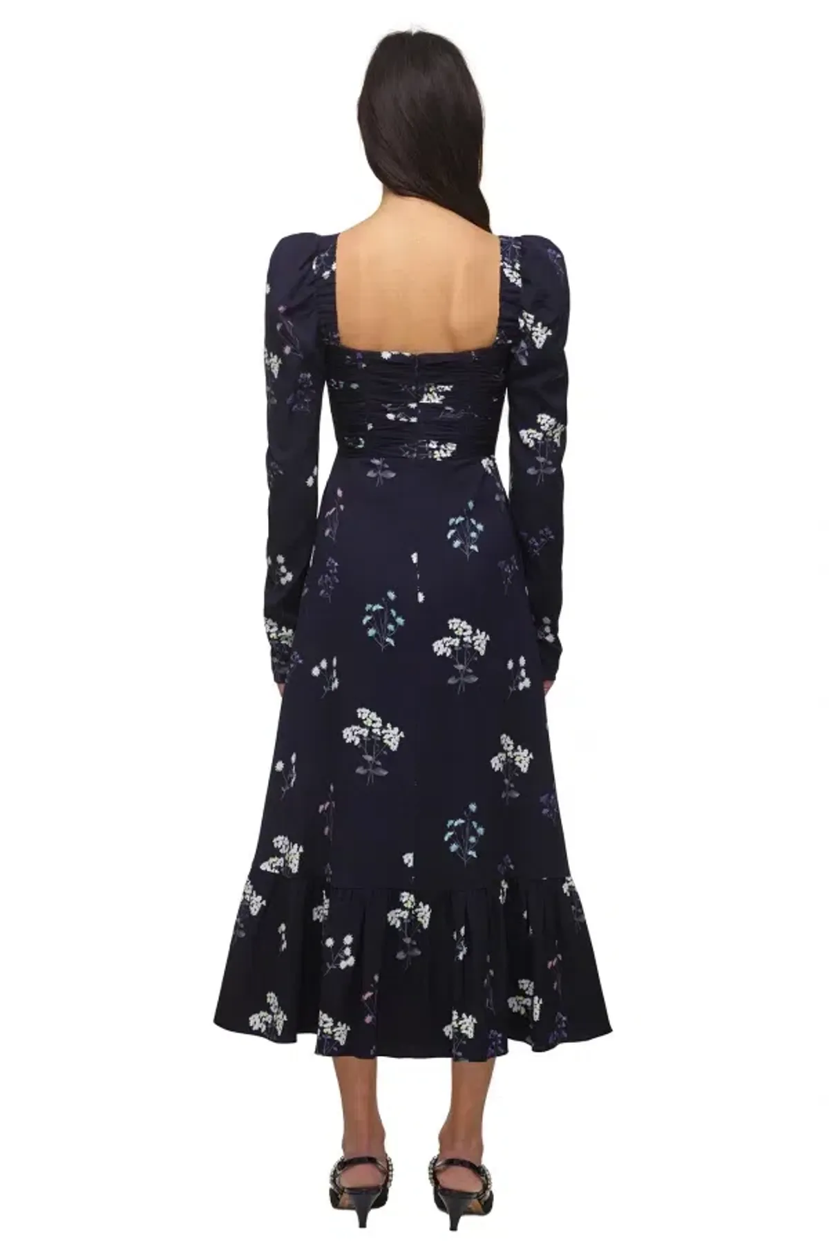 Self Portrait Navy Vintage Floral Midi Dress Size 10 - Image 2