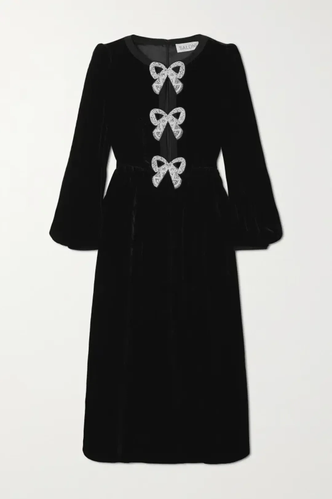 Saloni Camille Velvet Bow Dress Size 8 for rent on The Volte - main image