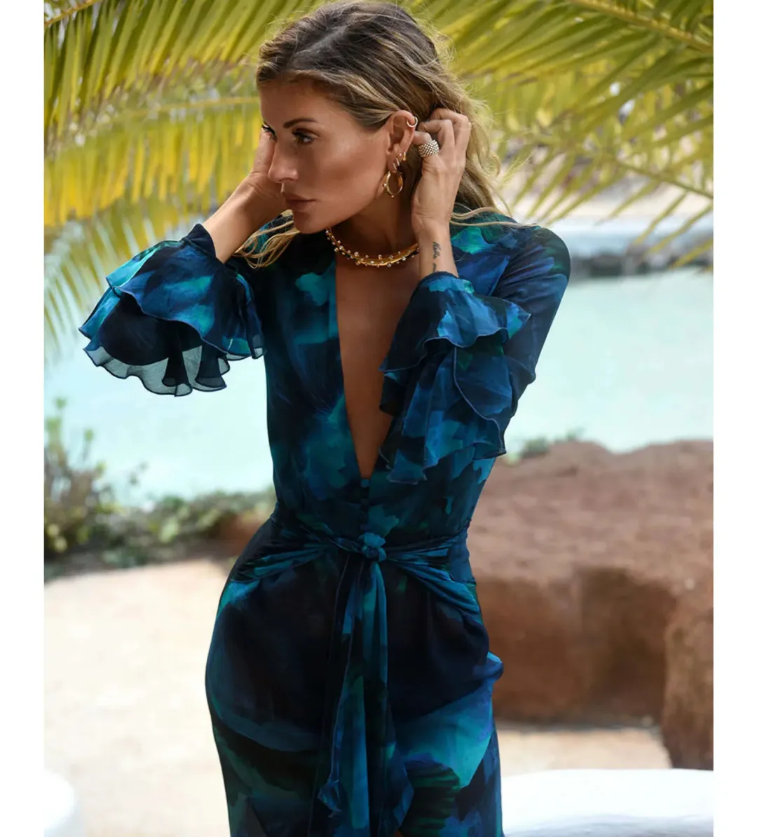 Rat & Boa Rent Fiorella Dress Blue Size UK 10 for rent on The Volte - main image