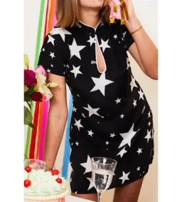 Rixo Lolita Star Mini Dress in Black Print Size UK 10 for rent on The Volte - image 2