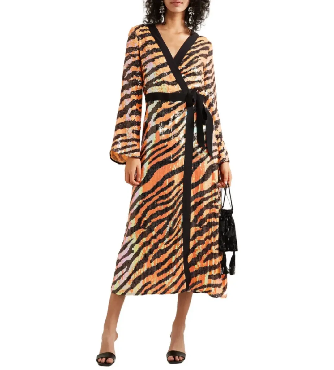 Rixo Gigi Tiger Sequin Dress Print Size XS/ UK 6 for rent on The Volte - main image