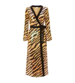 Rixo Gigi Tiger Sequin Dress Print Size XS/ UK 6 for rent on The Volte - image 1