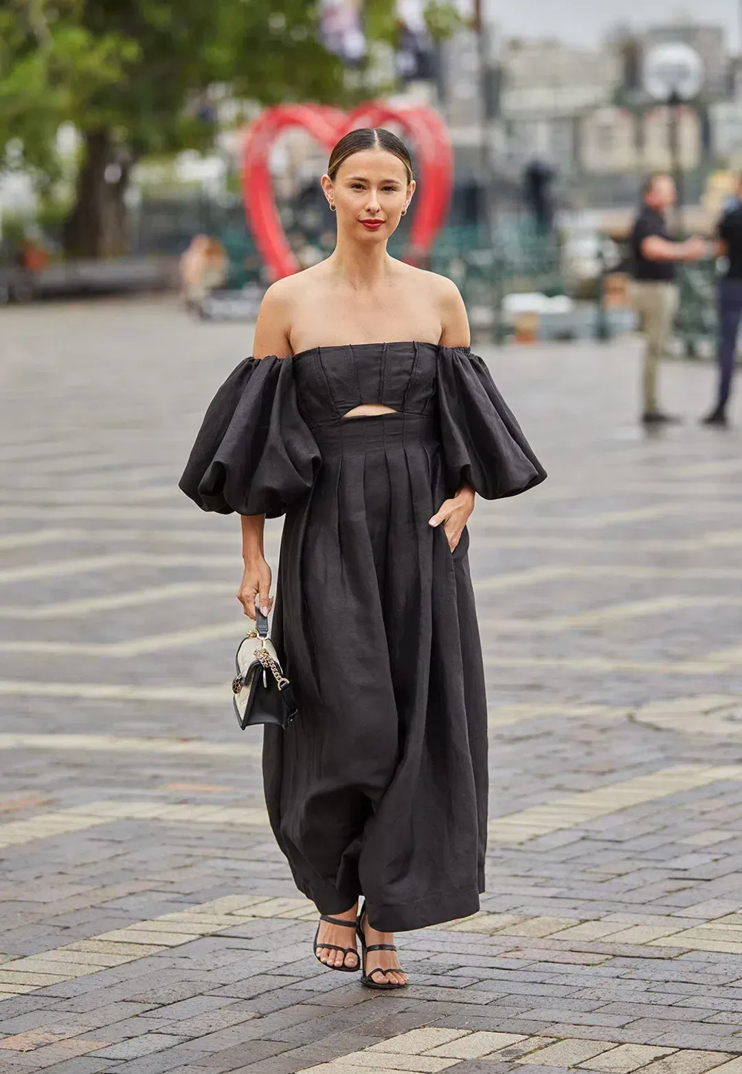 Aje Eugenie Off Shoulder Midi Dress Black Size UK 10 for rent on The Volte - main image