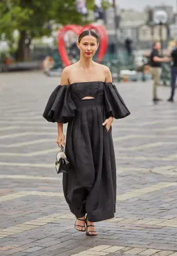 Aje Eugenie Off Shoulder Midi Dress Black Size UK 10 for rent on The Volte - image 4