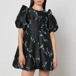 Ganni Jacquard Mini Dress Black Floral Size UK 10 for rent on The Volte - image 3