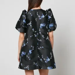 Ganni Jacquard Mini Dress Black Floral Size UK 10 for rent on The Volte - image 4