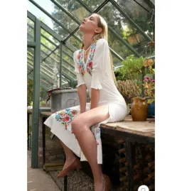 Rixo Carmen Embroidered Midi Dress Floral Size UK 12 for rent on The Volte - image 2