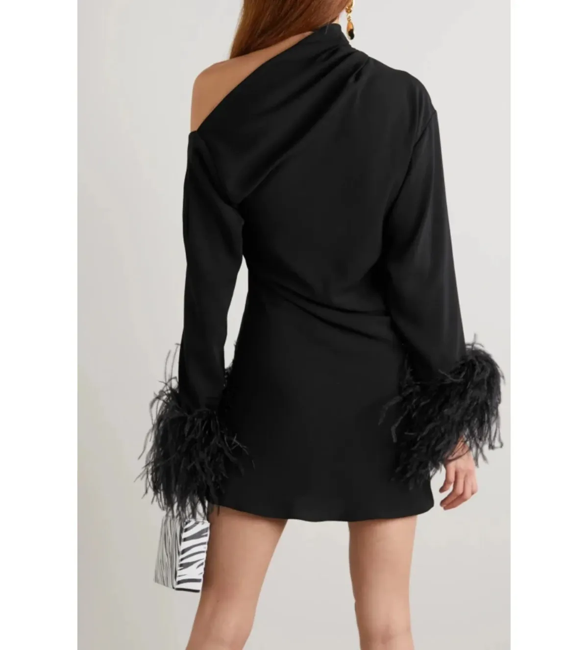 16ARLINGTON Rent Adelaide Feather Mini Dress Black Size 12 - Image 2