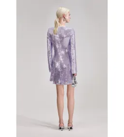Self-Portrait Rent Lilac Sequin Mini Dress Size 12 for rent on The Volte - image 2