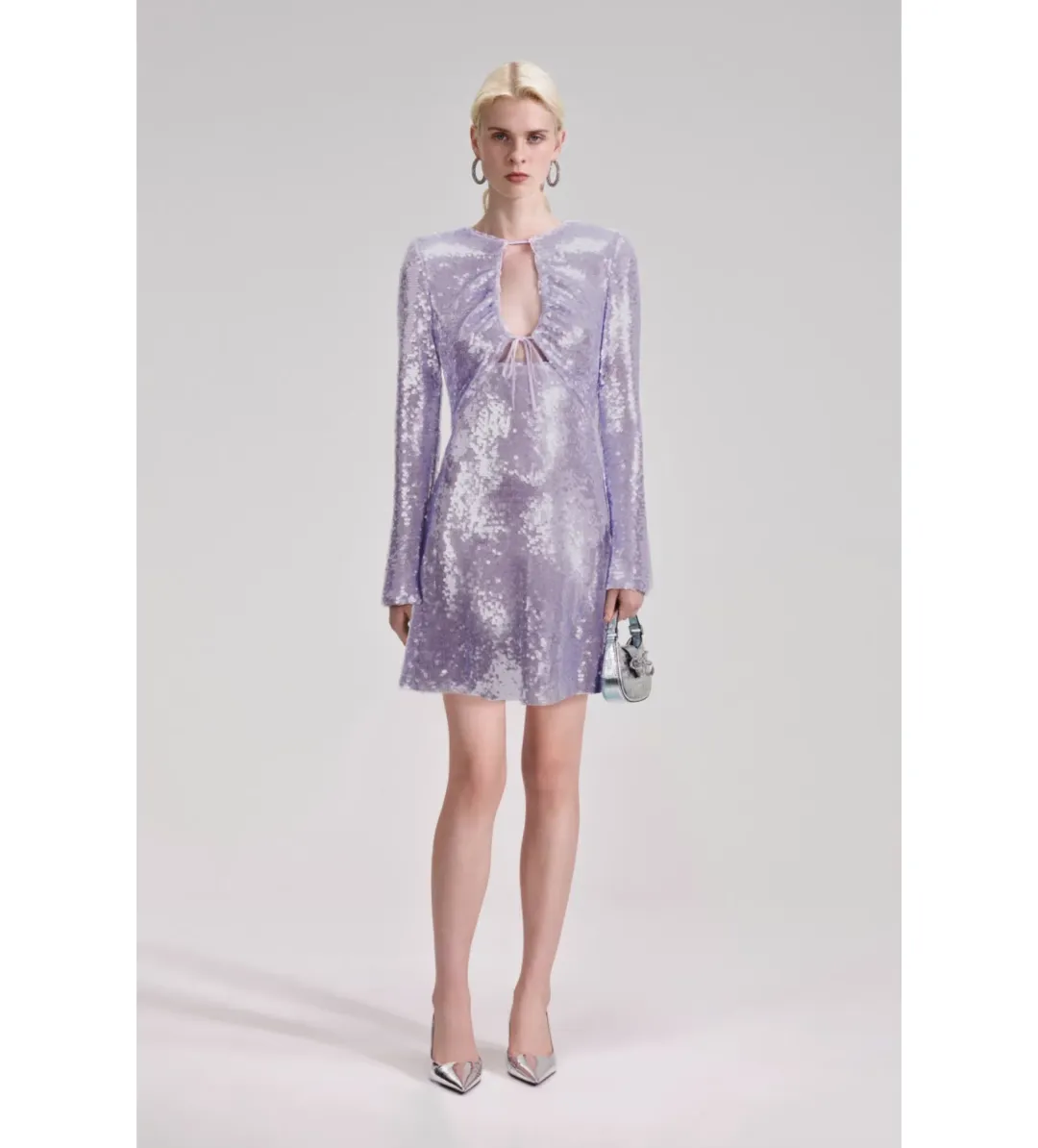 Self-Portrait Rent Lilac Sequin Mini Dress Size 12 for rent on The Volte - main image