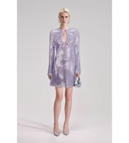 Self-Portrait Rent Lilac Sequin Mini Dress Size 12 for rent on The Volte - image 1