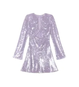 Self-Portrait Rent Lilac Sequin Mini Dress Size 12 for rent on The Volte - image 3