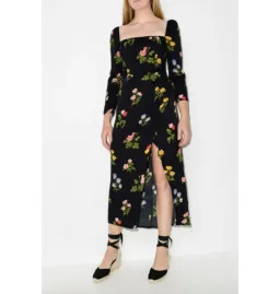 Reformation Hilda Dress Black Floral Size UK 12 for rent on The Volte - image 2