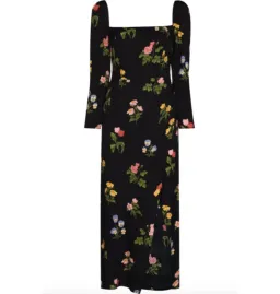 Reformation Hilda Dress Black Floral Size UK 12 for rent on The Volte - image 3
