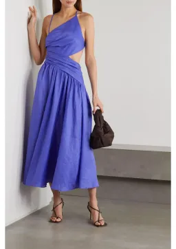 Zimmermann Tropicana Asymmetric Midi Dress Electric Blue Size UK 12 for rent on The Volte - image 1