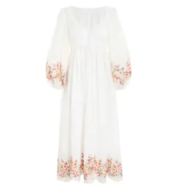 Zimmermann Mae Floral Embroidered Midi Dress White Floral Size 1 / UK 10 for rent on The Volte - image 3