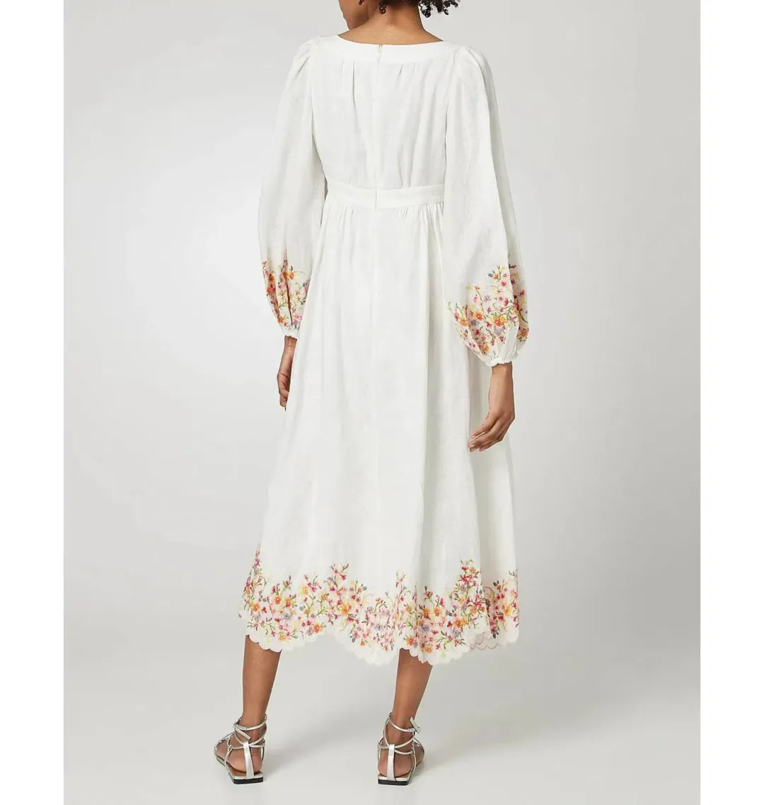Zimmermann Mae Floral Embroidered Midi Dress White Floral Size 1 / UK 10 for rent on The Volte - main image