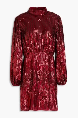 Rixo Samantha Mini Dress Burgundy Sequin Size S / UK 8 for rent on The Volte - image 4