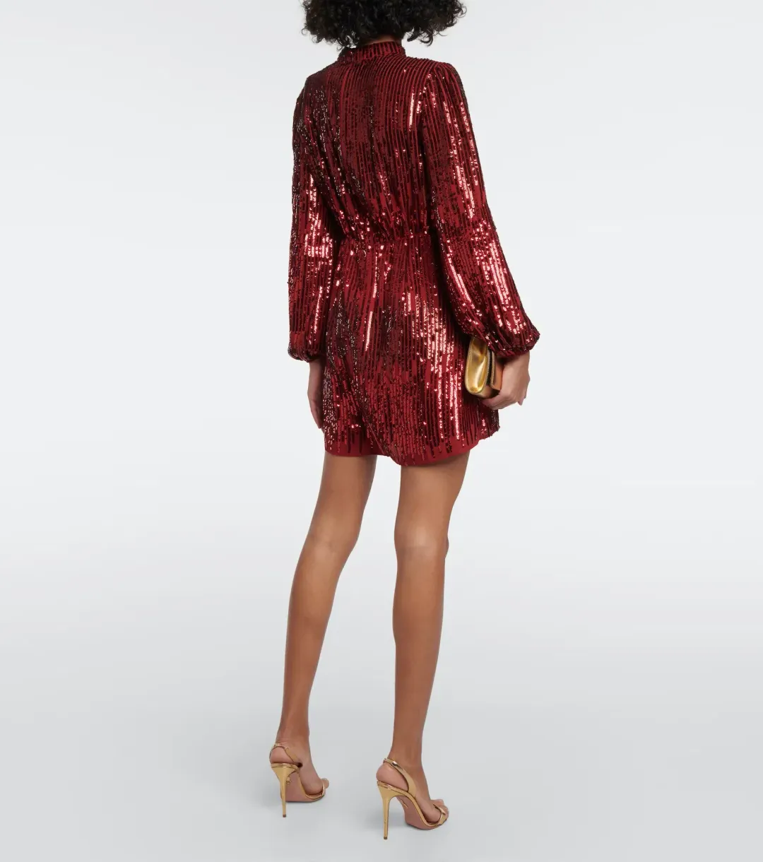 Rixo Samantha Mini Dress Burgundy Sequin Size L / UK 12 for rent on The Volte - main image