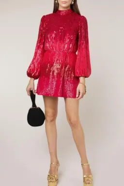 RIXO Samantha Mini Dress Red Size UK 10 for rent on The Volte - image 2