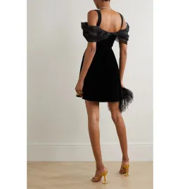 Saloni Rachel Velvet Mini Dress Black Size S / UK 8 for rent on The Volte - image 2