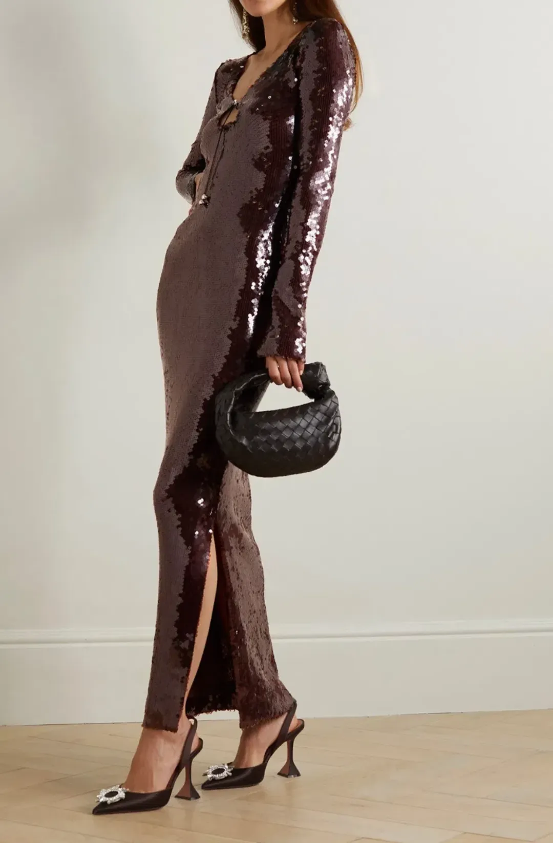 16Arlington Solaria Sequin Dress Chocolate Brown Size 10 for rent on The Volte - main image