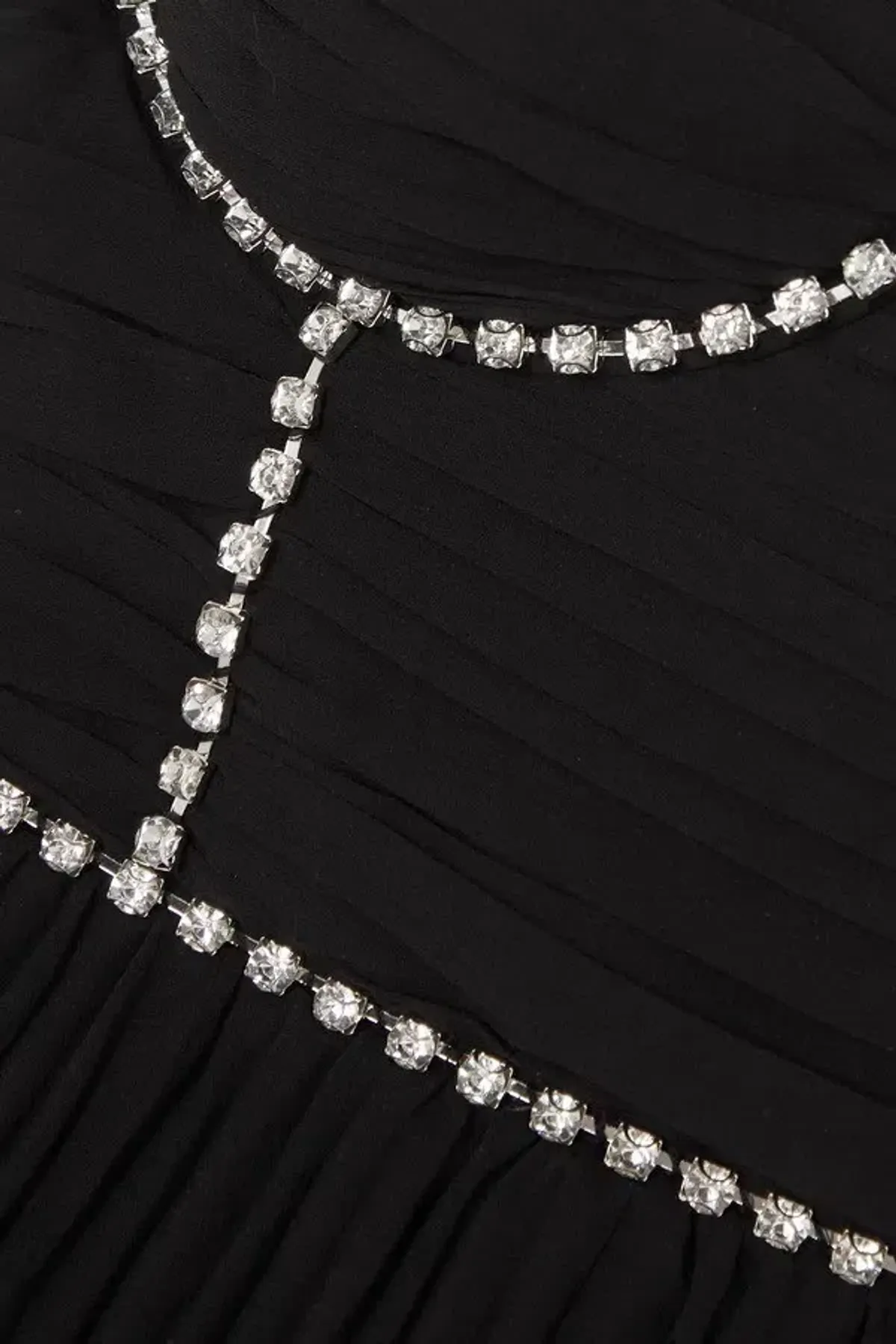 Self Portrait Diamante Embellished Tiered Chiffon Midi Dress Black Size 12 - Image 4