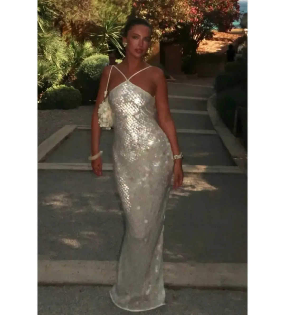 Rat & Boa Emmanuella Dress White Sequin Size M/UK 10 for rent on The Volte - main image