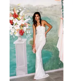 Rat & Boa Emmanuella Dress White Sequin Size M/UK 10 for rent on The Volte - image 1