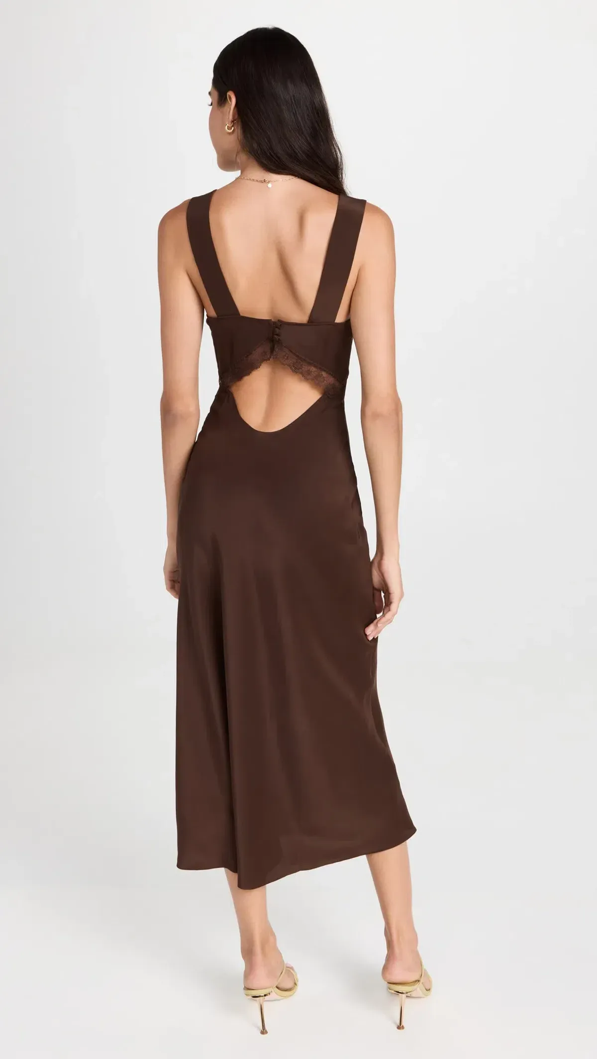 Reformation Provence Silk Midi Dress Cafe Brown Size M / UK 10 - Image 3
