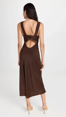Reformation Provence Silk Midi Dress Cafe Brown Size M / UK 10 for rent on The Volte - image 3