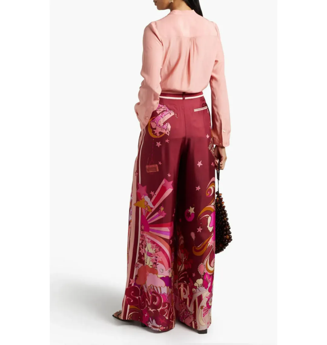 Zimmermann Concert Printed Pants in Plum Collage Size 2 / UK 12 for rent on The Volte - main image
