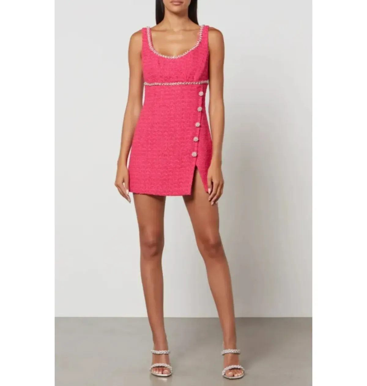 Self Portrait Boucle Mini Dress Hot Pink Size UK 12 for rent on The Volte - main image