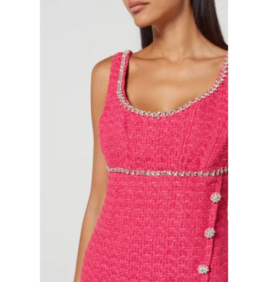 Self Portrait Boucle Mini Dress Hot Pink Size UK 12 for rent on The Volte - main image