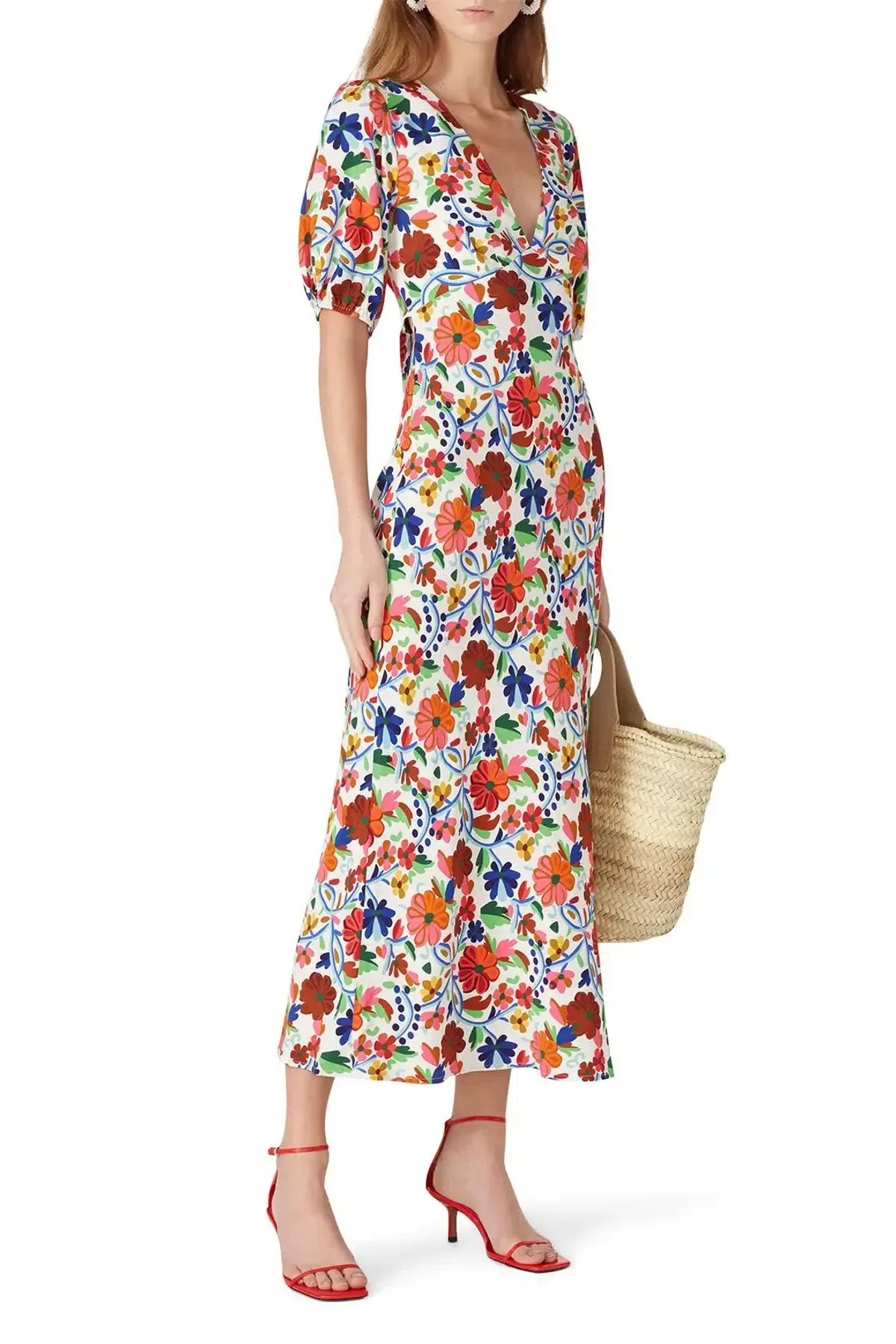 RIXO Steph Midi Dress Floral Size UK 10 - Image 1