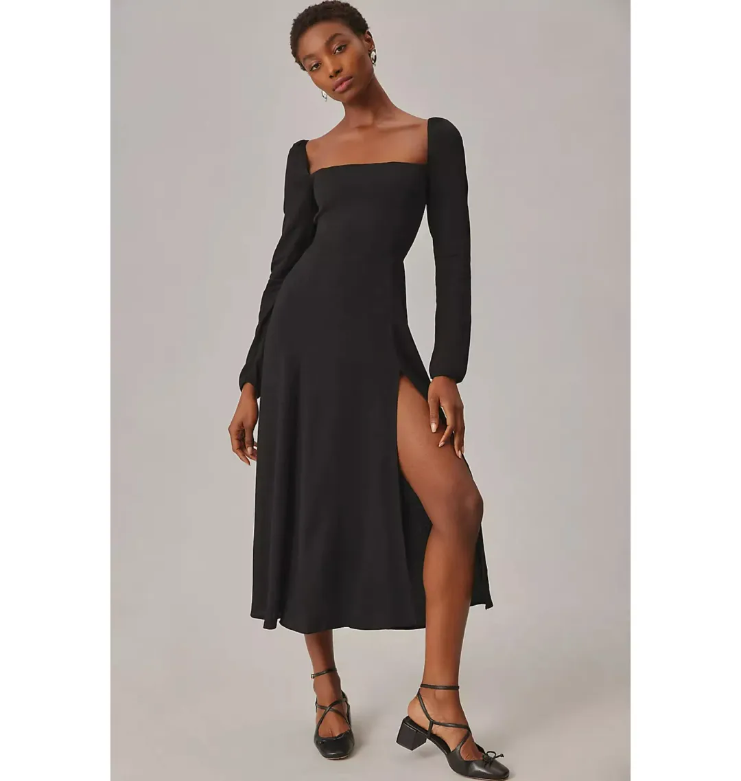 Reformation Sigmund Dress Black Size UK 12 for rent on The Volte - main image