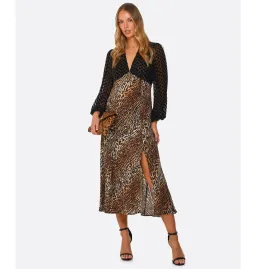 Rixo Melanie Leopard Midi Dress Leopard Print Size UK 12 for rent on The Volte - image 1