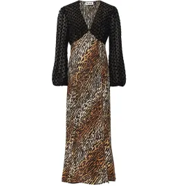 Rixo Melanie Leopard Midi Dress Leopard Print Size UK 12 for rent on The Volte - image 4