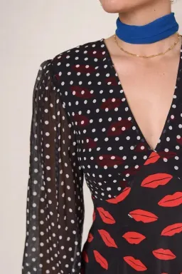 Rixo Lia Lip Mini Dress Kiss Print Size S / UK 10 for rent on The Volte - image 3