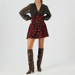 Rixo Lia Lip Mini Dress Kiss Print Size S / UK 10 for rent on The Volte - image 1